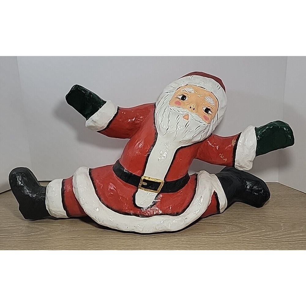 Large Vintage Paper Mache Hand painted Santa Claus‎ Christmas Decoration
